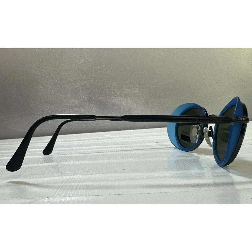 Vintage Giorgio Armani 666 1066 Steampunk Sunglasses w/ Blue Side Shields
